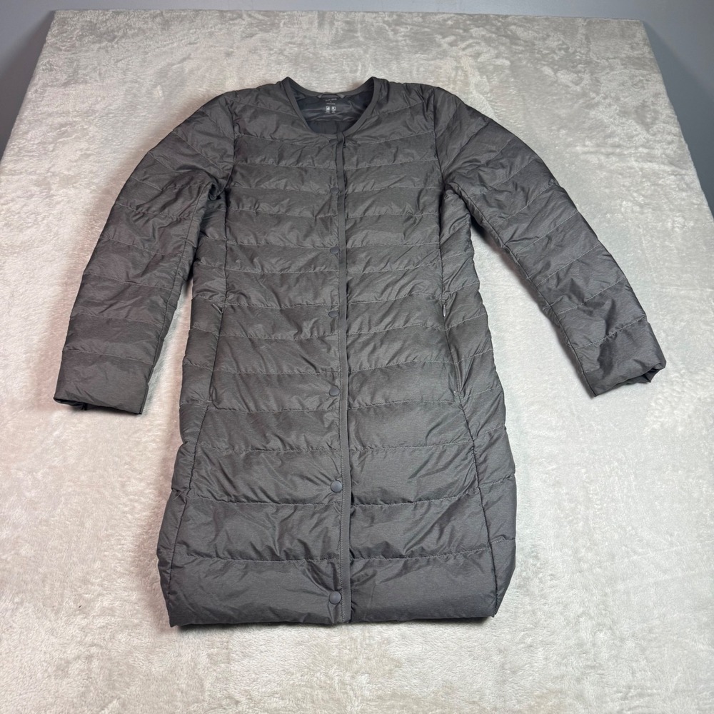 Uniqlo Womens Ultra Light Down Compact Coat Dark Gray Small Button Packable